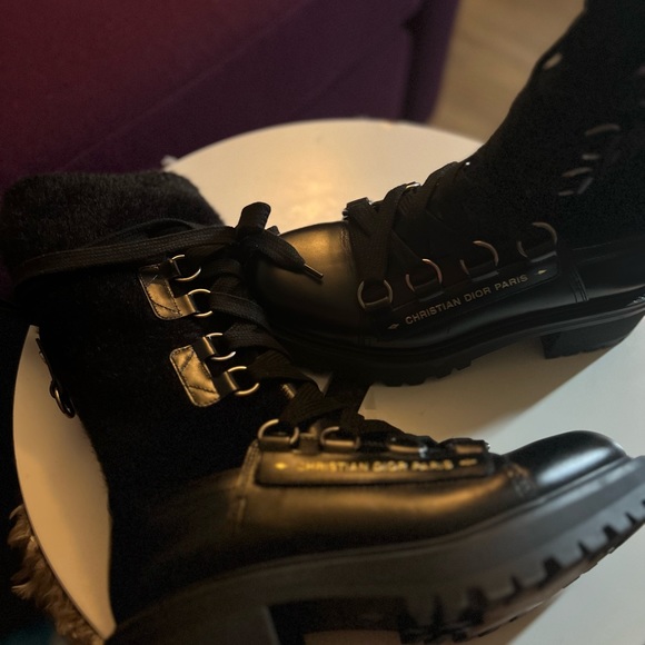Dior D-Fight Mid Calf Black Combat Boots - Picture 2 of 15